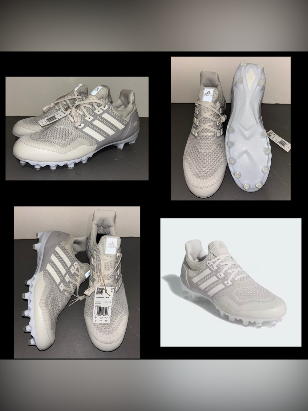 Adidas UltraBoost Football Cleats Elite Chalk Grey White Men’s Sz 14 NEW NO BOX!